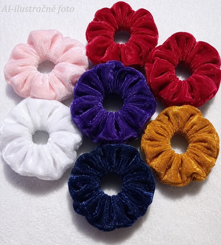 Scrunchie gumičky do vlasů - lesklý samet